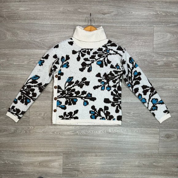 St. John's Bay Womens Turtleneck Long Sleeve Floral Pullover Sweater - Picture 2 of 10